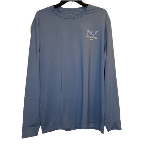 Vineyard Vines Performance Men’s Blue Naples Whale Long Sleeve Shirt Sz L - Picture 1 of 7